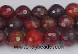 CBD377 15.5 inches 8mm faceted round poppy jasper beads