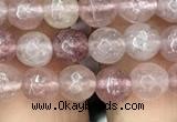 CBQ571 15.5 inches 6mm faceted round strawberry quartz beads
