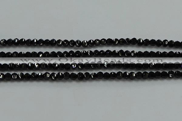 CBS528 15.5 inches 2.5*4mm lantern-shaped natural black spinel beads