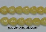 CCA11 15.5 inches 10*10mm heart yellow calcite gemstone beads