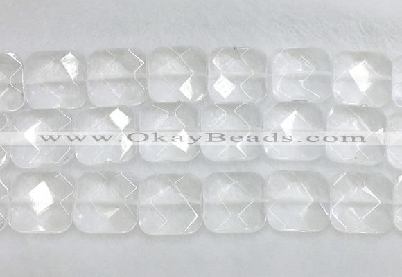 CCBS19 15 inches 20mm faceted square white crystal beads wholesale