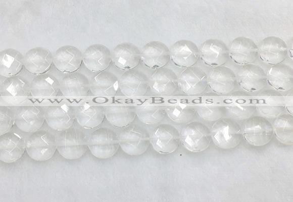 CCBS22 15 inches 14mm faceted coin white crystal beads wholesale
