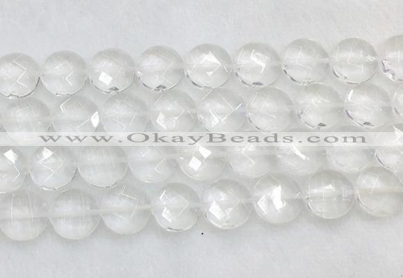 CCBS23 15 inches 16mm faceted coin white crystal beads wholesale