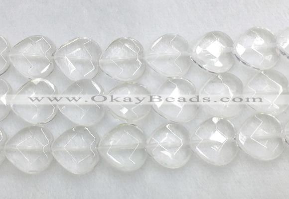 CCBS31 15 inches 20mm faceted heart white crystal beads wholesale