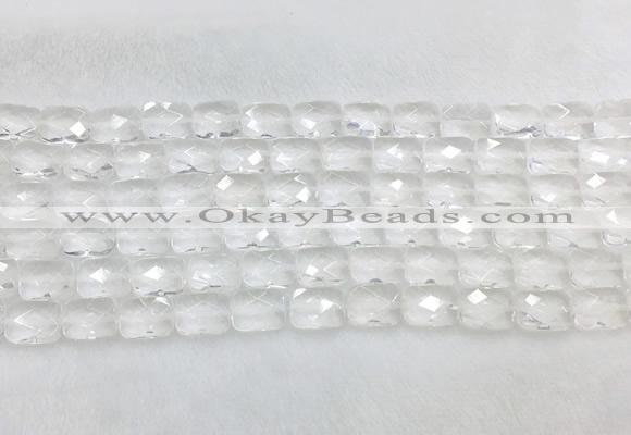 CCBS33 15 inches 8*12mm faceted rectangle white crystal beads wholesale