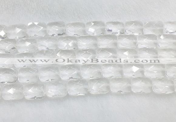 CCBS35 15 inches 12*16mm faceted rectangle white crystal beads wholesale