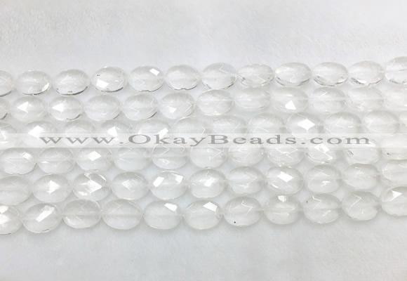 CCBS39 15 inches 8*12mm faceted oval white crystal beads wholesale
