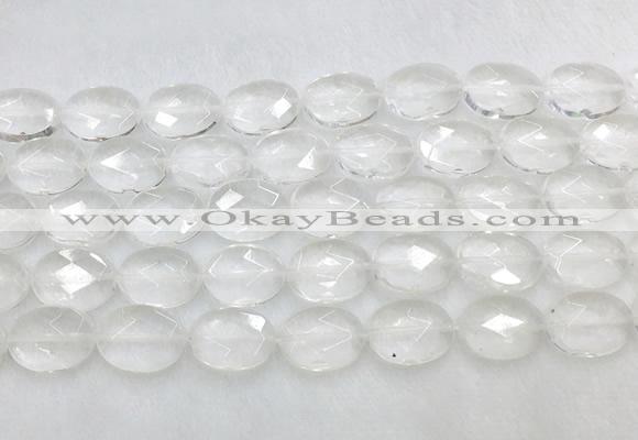CCBS41 15 inches 12*16mm faceted oval white crystal beads wholesale