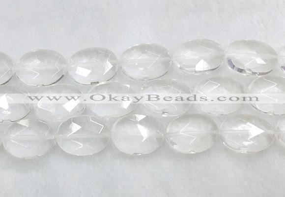 CCBS43 15 inches 15*20mm faceted oval white crystal beads wholesale