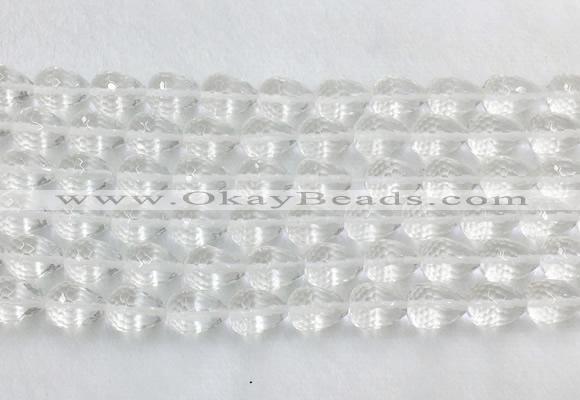 CCBS45 15 inches 8*12mm faceted teardrop white crystal beads wholesale