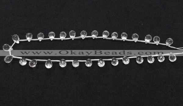 CCC231 8*12mm faceted teardrop grade AB natural white crystal beads