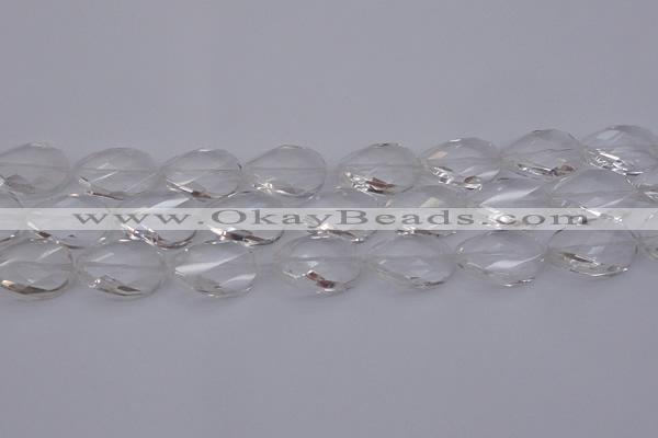 CCC521 15.5 inches 18*25mm twisted & faceted oval white crystal beads