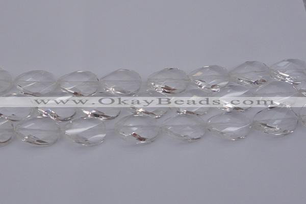 CCC522 15.5 inches 20*30mm twisted & faceted oval white crystal beads