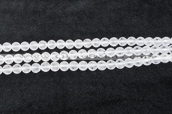 CCC607 15.5 inches 8mm faceted round matte natural white crystal beads