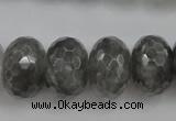 CCQ287 15.5 inches 12*18mm faceted rondelle cloudy quartz beads