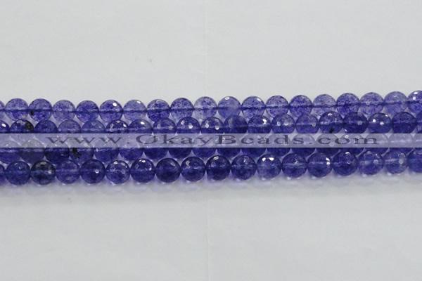 CCY603 15.5 inches 10mm faceted round blue cherry quartz beads