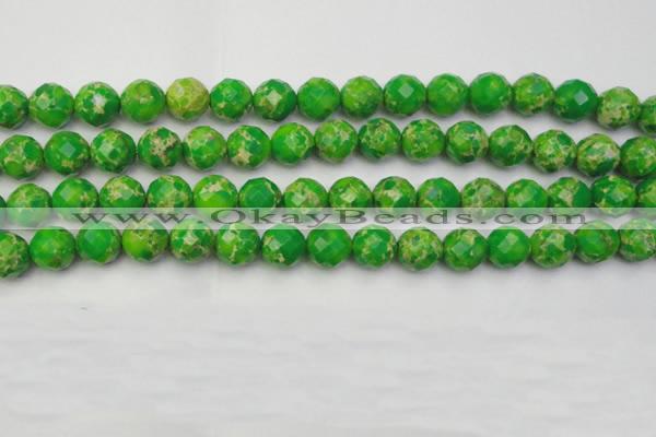 CDE2193 15.5 inches 12mm faceted round dyed sea sediment jasper beads