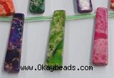 CDI988 15.5 inches 7*30mm trapezoid dyed imperial jasper beads