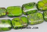 CDT95 15.5 inches 13*18mm rectangle dyed aqua terra jasper beads