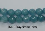 CEQ14 15.5 inches 8mm faceted round blue sponge quartz beads