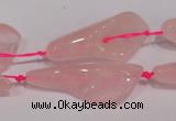 CFG05 15.5 inches 18*38mm carved trumpet flower rose quartz beads