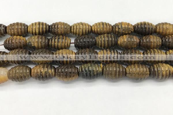 CFG1508 15.5 inches 15*20mm carved rice tiger eye beads
