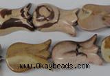 CFG243 15.5 inches 15*25mm carved flower zebra jasper beads