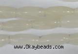 CFG551 15.5 inches 8*20mm carved rice white jade beads