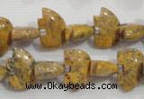 CFG775 15.5 inches 10*15mm carved animal leopard jasper beads