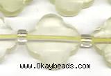 CFG991 15 inches 16mm - 17mm carved flower lemon quartz beads