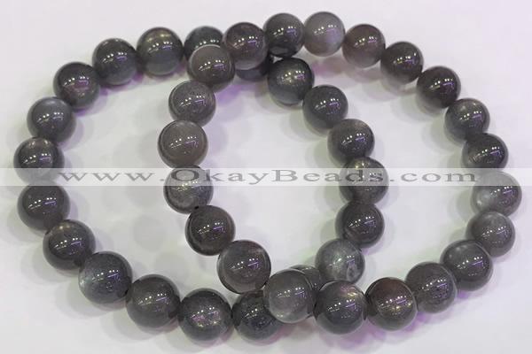 CGB4582 7.5 inches 9mm - 10mm round black sunstone beaded bracelets