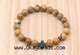 CGB8930 8mm, 10mm picture jasper, cross & rondelle hematite beaded bracelets