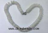 CGN170 20 inches 7*12mm - 9*12mm tyre matte white crystal necklaces