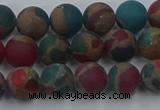 CGO266 15.5 inches 6mm round matte gold multi-color stone beads