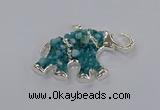 CGP3349 35*60mm elephant druzy agate pendants wholesale