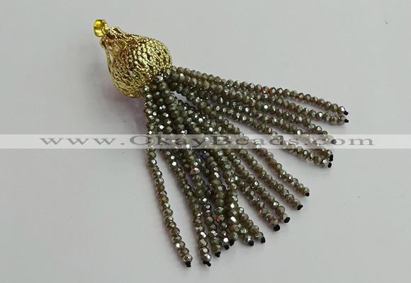 CGP673 2*3mm faceted rondelle handmade chinese crystal tassel pendants
