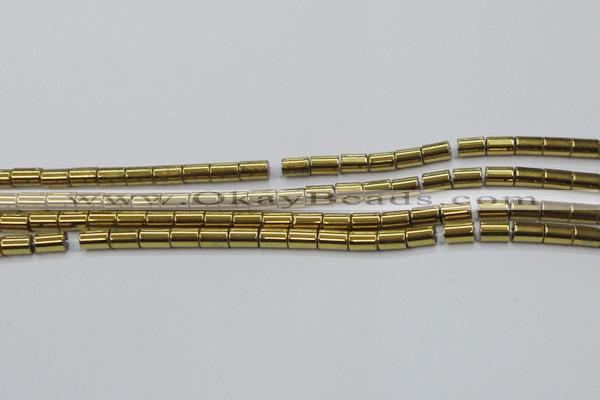 CHE768 15.5 inches 3*5mm tube plated hematite beads wholesale
