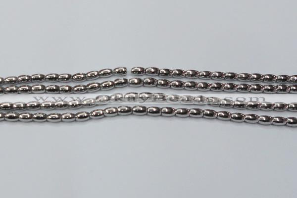 CHE802 15.5 inches 4*6mm rice plated hematite beads wholesale