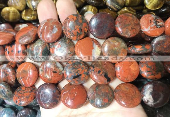 CIBS33 15 inches 20mm coin brecciated jasper beads wholesale