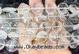 CIBS45 15 inches 15mm faceted coin white crystal beads wholesale