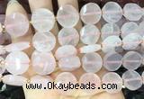 CIBS46 15 inches 15mm faceted coin rose quartz beads wholesale