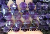 CIBS48 15 inches 15mm faceted coin amethyst beads wholesale