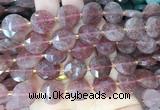 CIBS49 15 inches 15mm faceted coin red strawberry quartz beads wholesale