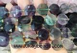 CIBS50 15 inches 15mm faceted coin fluorite beads wholesale