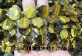 CIBS51 15 inches 15mm faceted coin yellow tiger eye beads wholesale