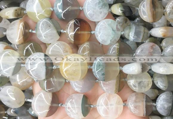 CIBS58 15 inches 18mm coin Agate gemstone beads wholesale