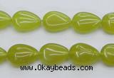 CKA255 15.5 inches 10*14mm flat teardrop Korean jade gemstone beads