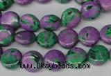 CLA505 15.5 inches 10mm flat round synthetic lapis lazuli beads