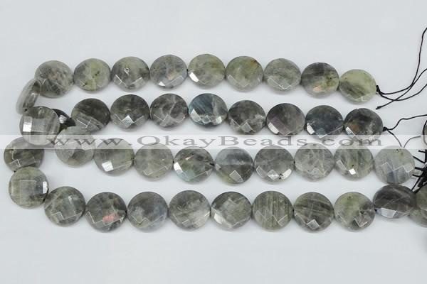 CLB193 15.5 inches 20mm faceted coin labradorite gemstone beads