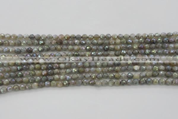 CLB610 15.5 inches 4mm faceted round AB-color labradorite beads
